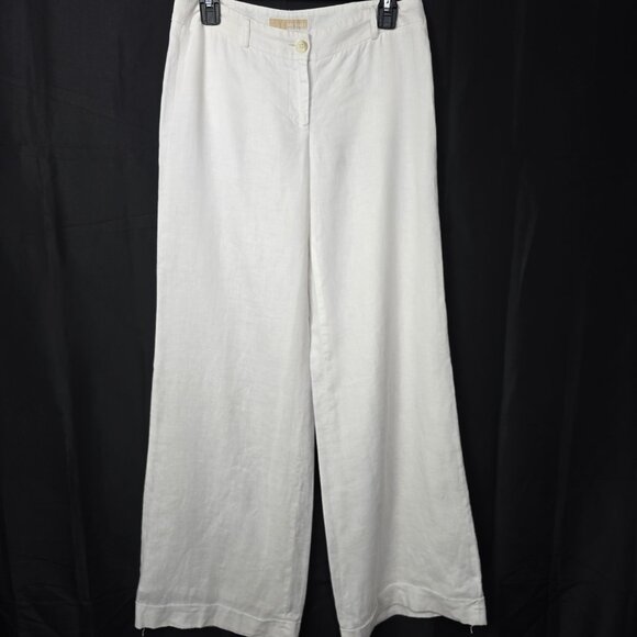 Michael Kors Women’s 100% Linen Wide-Leg Pants Off-White Size 2 - Picture 13 of 14